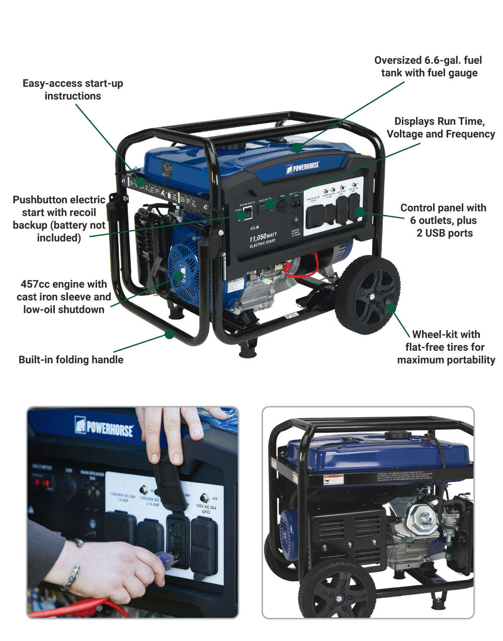 Workhorse Generator Powerhorse 11,050 Surge-Watt Gasoline-Powered Generator – Foards