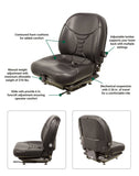 Uni Pro | KM 236 Seat with Mechanical Suspension | Black Vinyl (7924.KMM)