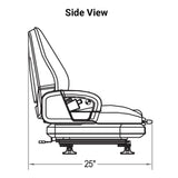 Uni Pro | KM Universal Forklift Seat with Mechanical Suspension | Black Vinyl (8175.KMM)