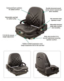 Uni Pro | KM Universal Forklift Seat with Mechanical Suspension | Black Vinyl (8175.KMM)