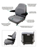 Uni Pro | KM 441 Seat Assembly with Armrests | Gray Vinyl (8384.KMM)