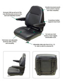 Uni Pro | KM 441 Seat Assembly with Armrests | Black Vinyl (8390.KMM)