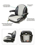 Uni Pro | KM 1110 Seat Assembly | Ferris Mower | Black/Silver Vinyl (8467.KMM)