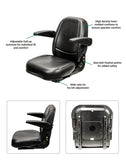 Uni Pro | KM 450 Seat Assembly with Armrests | Black Vinyl (8561.KMM)