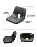 Uni Pro | KM 106 Bucket Seat | Cub Cadet or Troy-Bilt Mower | Black Vinyl (8599.KMM)