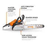 Stihl | MS 162 Gas Chainsaw | 16 in. Bar with STIHL PICCO™ Micro™ 3/8" pitch 0.043" gauge 55 drive links (61 PMM3 55) (1148 200 0212 US)