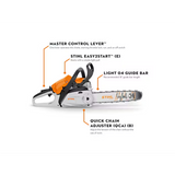 Stihl | MS 182 C-BE Gas Chainsaw | Easy Start | 16 in. Bar with STIHL PICCO™ Micro™ 3/8" PICCO™ pitch 0.050" gauge 55 drive links (63 PM3 55) (1148 200 0215 US)
