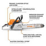 Stihl | MS 251 WOOD BOSS® Gas Chainsaw | 18 in. Bar with STIHL RAPID™ Micro™ 0.325" pitch 0.050" gauge 68 drive links (23 RM3 68) (1143 200 0700 US)
