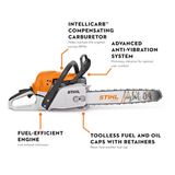 Stihl | MS 291 Gas Chainsaw | 18 in. Bar with STIHL RAPID™ Micro™ 0.325" pitch 0.050" gauge 74 drive links (23 RM3 74) (1141 200 0673 US)