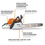 Stihl | MS 391 Gas Chainsaw | 25 in. Bar with STIHL RAPID™ Super 3/8" pitch 0.050" gauge 84 drive links (33 RS3 84) (1140 200 0600)