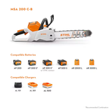 Stihl | MSA 200 C-B Battery-Powered Chainsaw | 12" bar w/ AP 500 S battery & AL 301 charger (MSA20012-AP500S-AL301-COMBO)