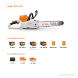Stihl | MSA 200 C-B Battery-Powered Chainsaw | 12" bar w/o battery & charger (MA03 200 0008)