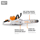Stihl | MSA 220 C-B Battery-Powered Chainsaw | 16" bar w/ AP 500 S battery & AL 500 charger (MSA220-16-AP500S-AL500-COMBO)