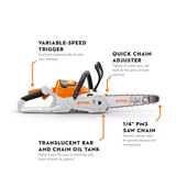 Stihl | MSA 60 C-B Battery-Powered Chainsaw | 12" bar w/o Battery & Charger (MA04 011 5861 US)