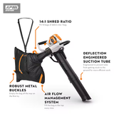 Stihl | SHA 140 Battery-Powered Shredder Vac | w/o AP 300 S Battery & AL 301 Charger (SHA140-AP300S-AL301-COMBO)
