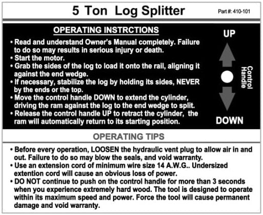 (410-101) Operating Instructions Decal