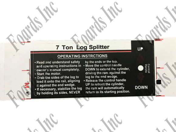 (410-156) Operating Instruction Decal