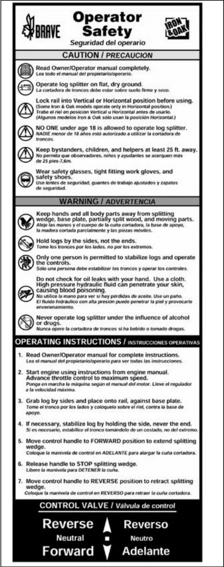 (BR002302) Decal, Operator Safety